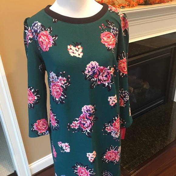 Target Green & Pink Floral Dress Mid (Knee) Length - Picture 1 of 3